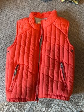 Kids Quilted Bright Orange Puffer Vest - Sleeveless Layering Jacket